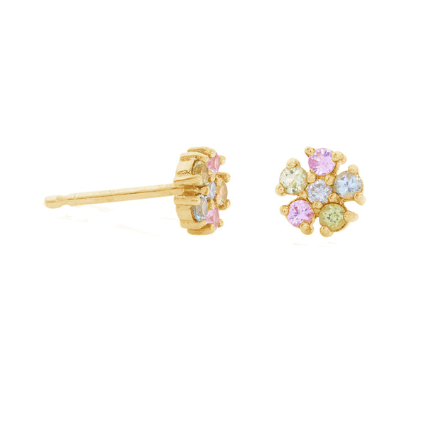 FE1665 925 Sterling Silver Sapphire Flower Stud Earring