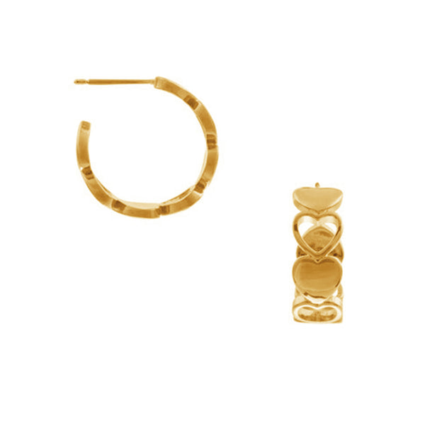 FE2015 925 Sterling Silver Dainty Heart Open Half Hoop Earrings