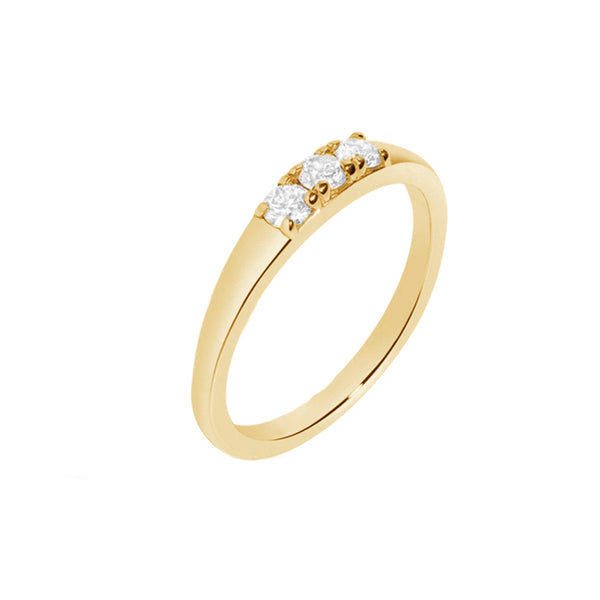 FJ0329 925 Sterling Silver Three Zircon Ring