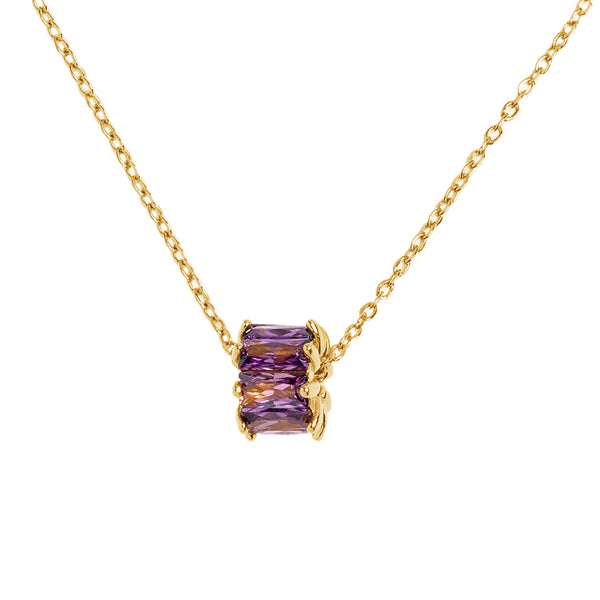 FX0522 925 Sterling Silver Purple Zircon Necklace