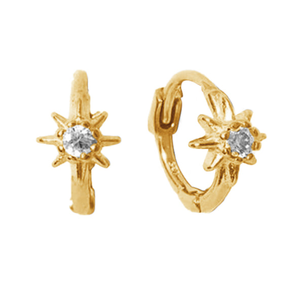 FE0883 925 Sterling Silver Sun Huggie Earrings