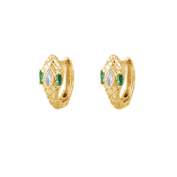 FE1458 925 Sterling Silver Crystal CZ Snake Hoop Earring