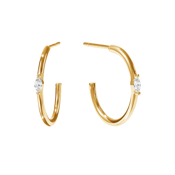 FE1936 925 Sterling Silver Cubic Zirconia Thin Hoop Earrings