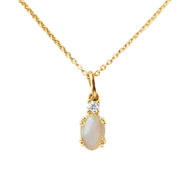 FX0547 925 Sterling Silver Opal Pendant Necklace