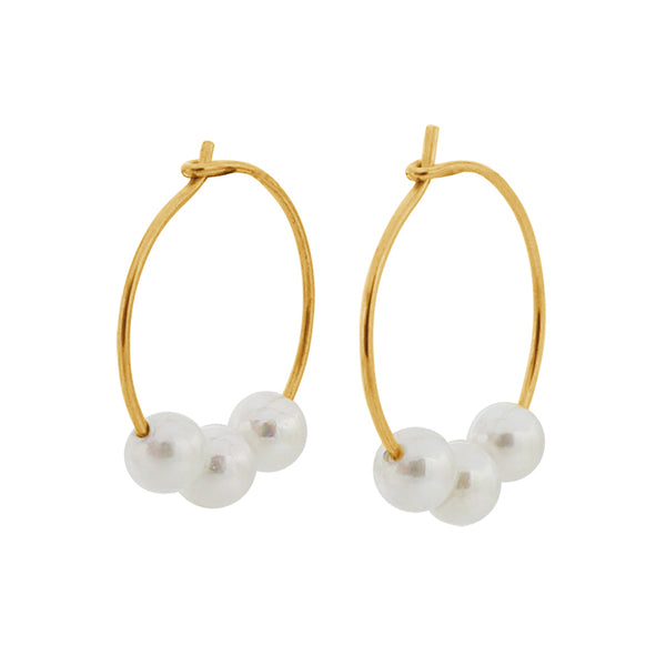 PE0065 925 Sterling Silver Grace Large Pearl Hoop Earrings