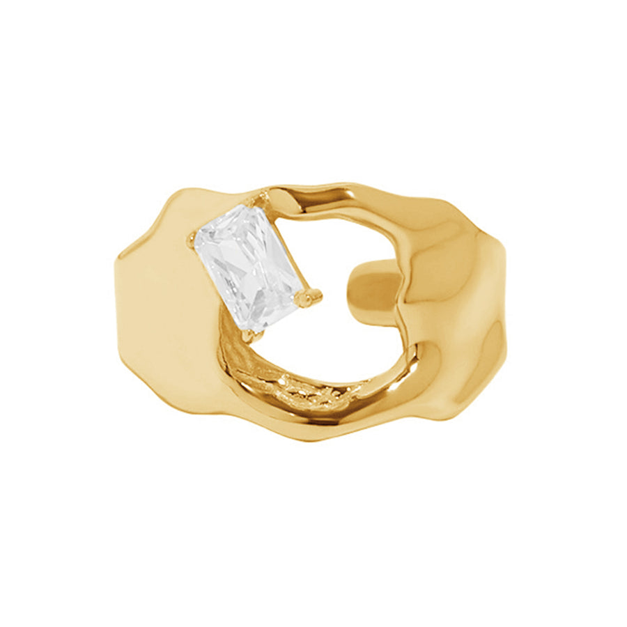 RHJ1078 925 Sterling Silver Baguette CZ Irregular Ring