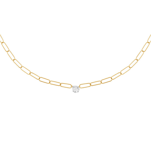 FX0714 925 Sterling Silver Cubic Zirconia Link Necklace