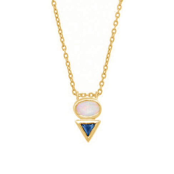 FX0553 925 Sterling Silver Noble Opal & Zircon Necklace