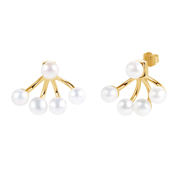 FE0280 925 Sterling Silver Quadripearl Ear Jackets Pearl Earrings