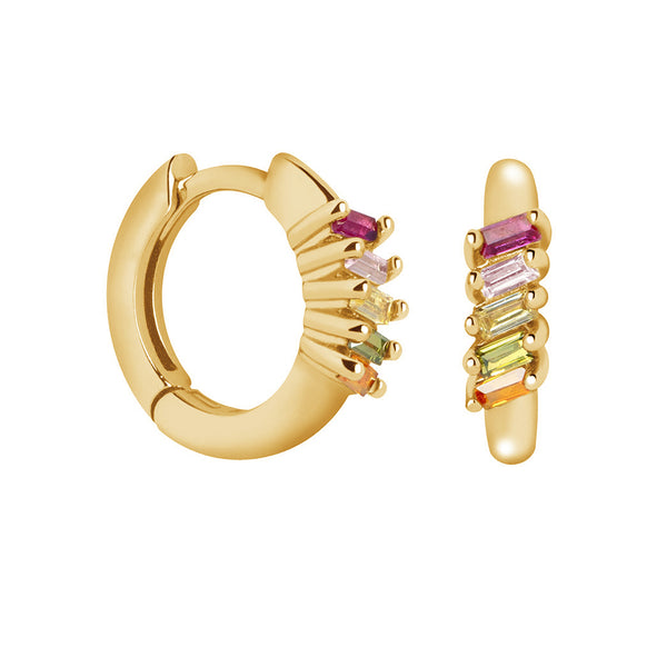 FE1656 925 Sterling Silver Cubic Zirconia Hoop Earring