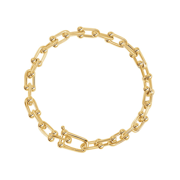 FS0299 925 Sterling Silver Hip Hop U Shape Link Bracelet