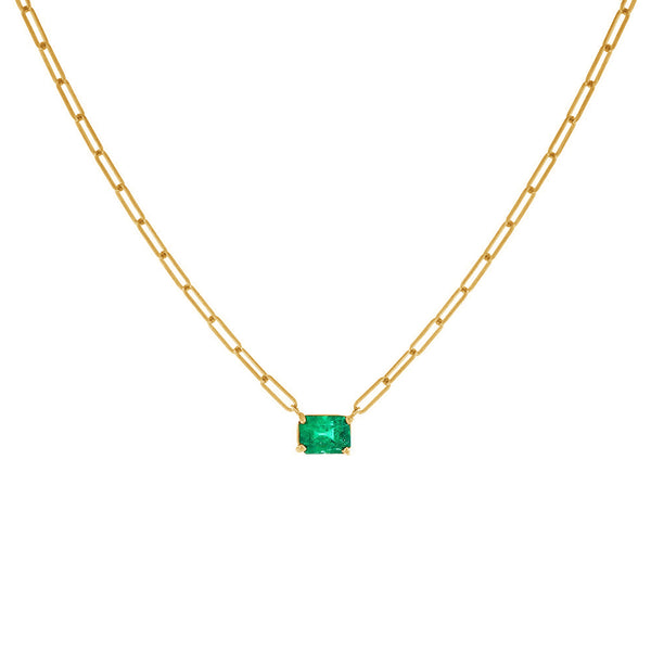 FX0713 925 Sterling Silver Emerald Link Necklace