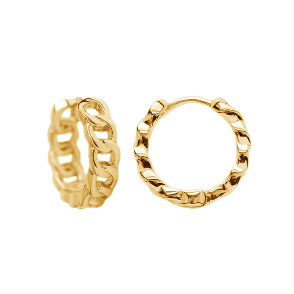 FE1431 925 Sterling Silver Cuban Chain Knot Hoop Earrings