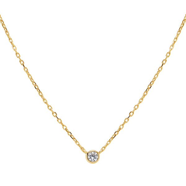 FX0285 925 Sterling Silver Cubic Zirconia Bezel Minimalist Necklace