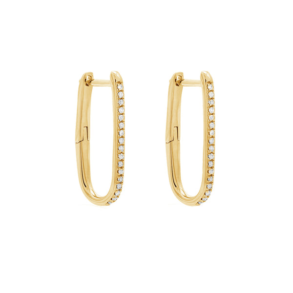 FE1946 925 Sterling Silver Cubic Zirconia oval Huggie Hoop Earrings