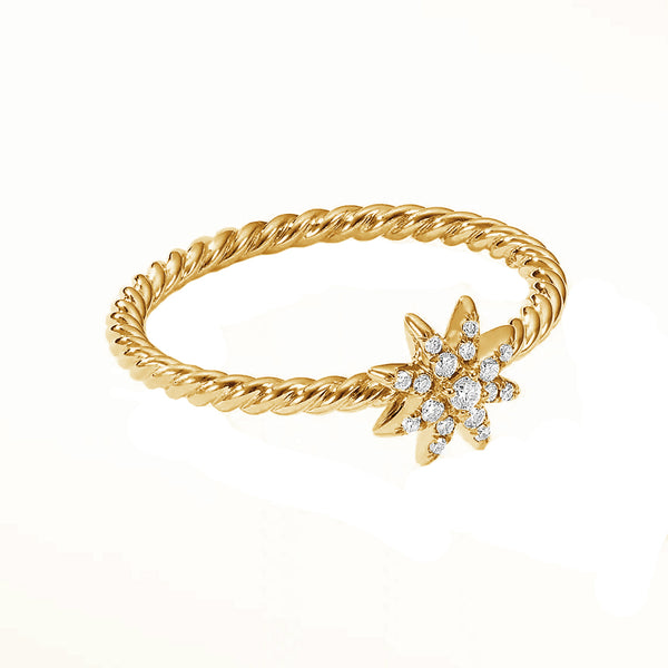 FJ0710 925 Sterling Silver Starburst Cubic Zirconia Ring