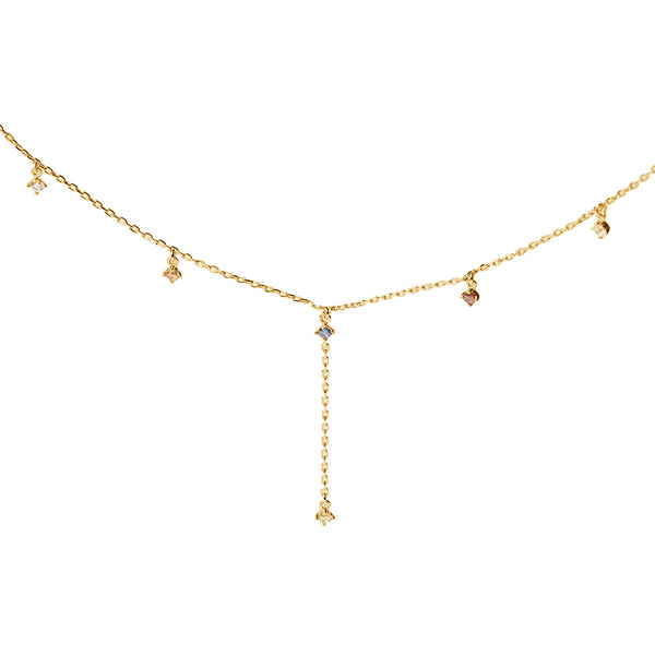 FX0814 925 Sterling Silver Rainbow CZ Pendant Necklace