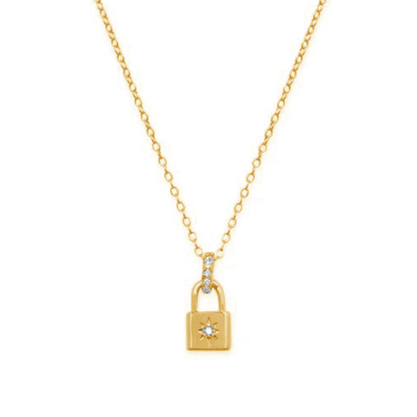 FX0334 925 Sterling Silver Mini Lock Pendant Necklace