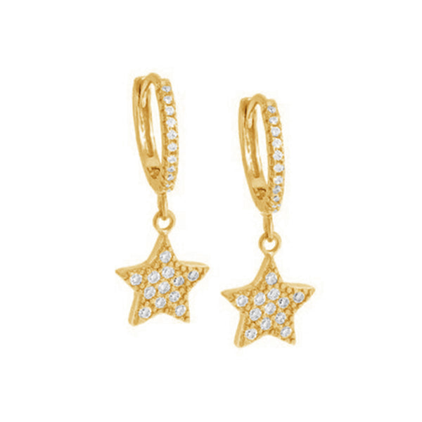 FE2003 925 Sterling Silver Grace Star Cubic Zirconia Drop Earrings for women