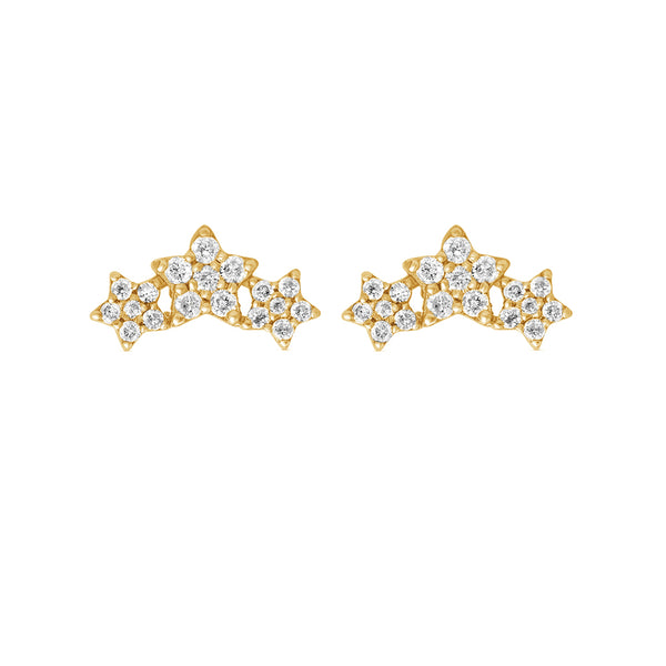 FE1556 925 Sterling Silver Zircon Three Star Stud Earrings