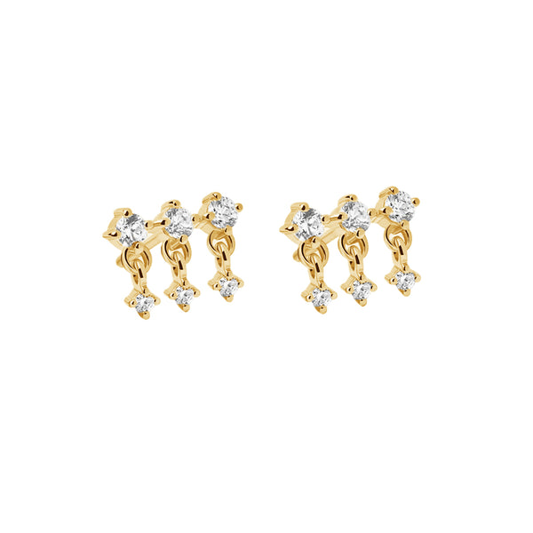 FE1924 925 Sterling Silver Three Rows CZ Women Stud Earrings