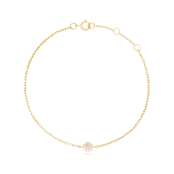 FS0229 925 Sterling Silver Pink Sapphire Flower Bracelet