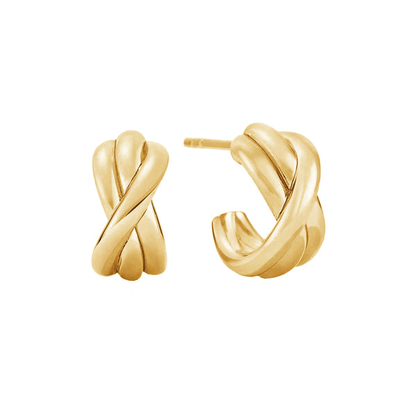 FE1378 925 Sterling Silver Gold Woven Hoop Earrings