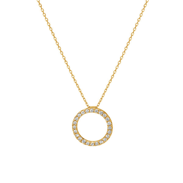 FX0403 925 Sterling Silver Zircon Circle Pendant Necklace