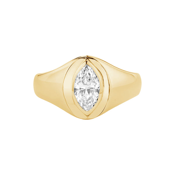 FJ0793 925 Sterling Silver Marquise Cut CZ Signet Ring