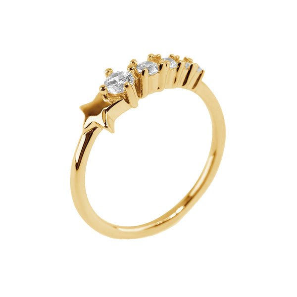 FJ0755 925 Sterling Silver Cubic Zirconia Star Ring