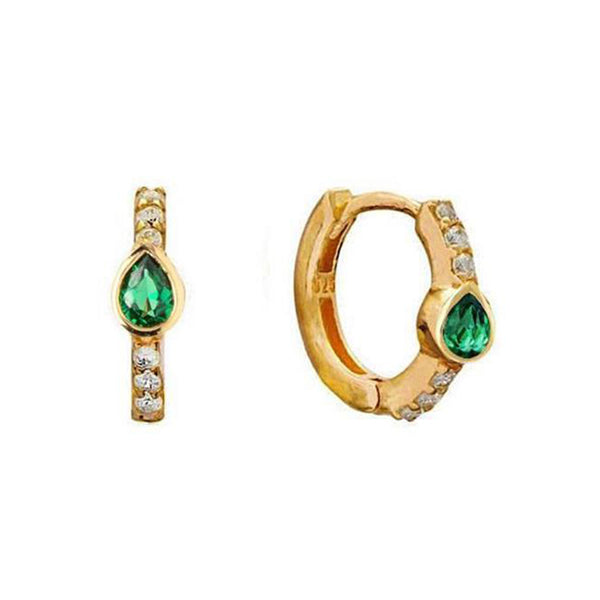 FE0782 925 Sterling Silver Crystal Teardrop Hoop Earrings