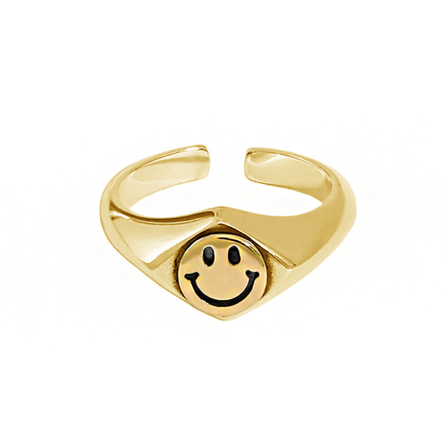 RHJ1049 925 Sterling Silver Smiley Signet Ring