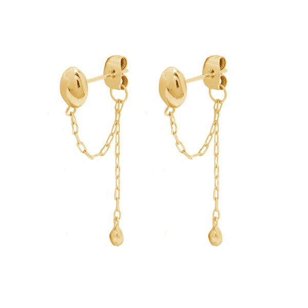 FE1842 925 Sterling Silver Solid Chram Chain Stud Earring