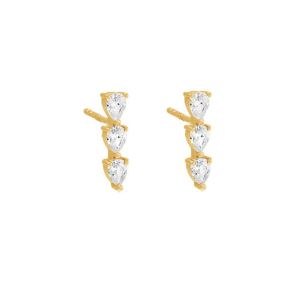 FE1933 925 Sterling Silver Vertical Cubic Zirconia Stud Earrings
