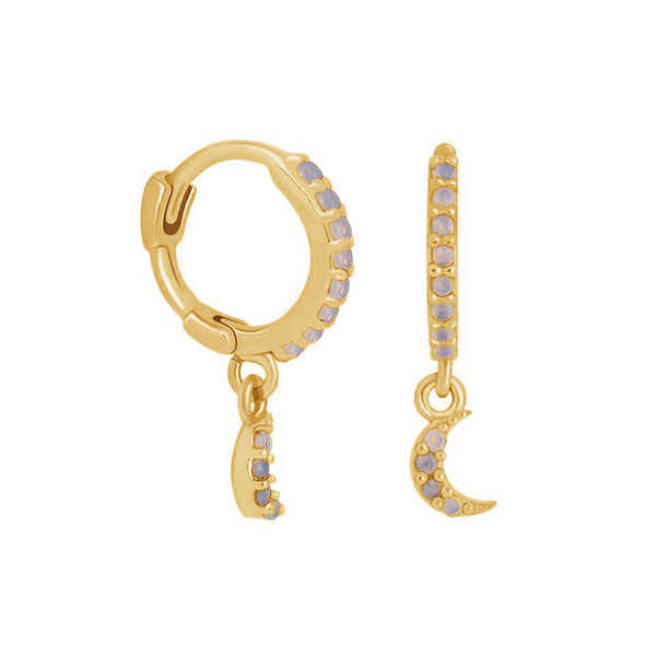 FE1046 Moon Pendant Huggie Earrings