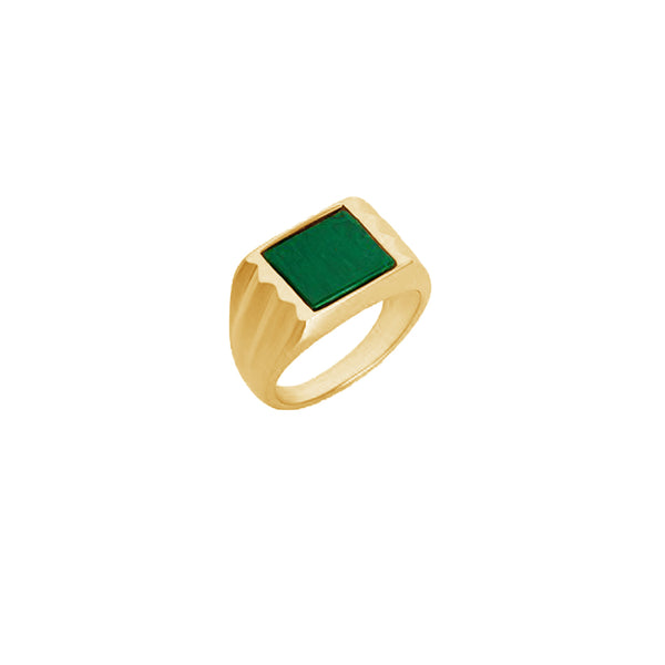FJ0698 925 Sterling Silver Natural Malachite Ring