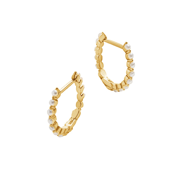 PE0014 Classic Freshwater Pearl Women Huggie Hoop Earrings