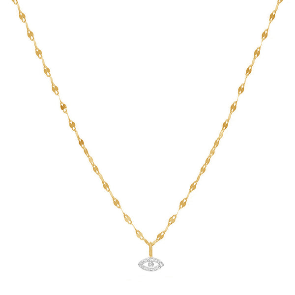 FX0822 925 Sterling Silver Gold Chain Lucky Eye Necklace