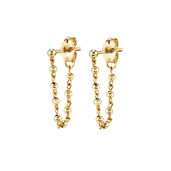 FE1949 925 Sterling Silver Sphere Chain Piercing EarringS