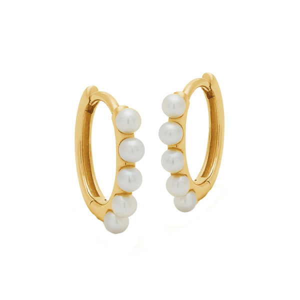 PE0007 925 Sterling Silver Dainty Freshwater Pearl Women Huggie Hoos Earring