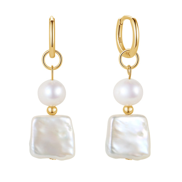 FE1707 925 Sterling Silver Baroque Pearl Earrings