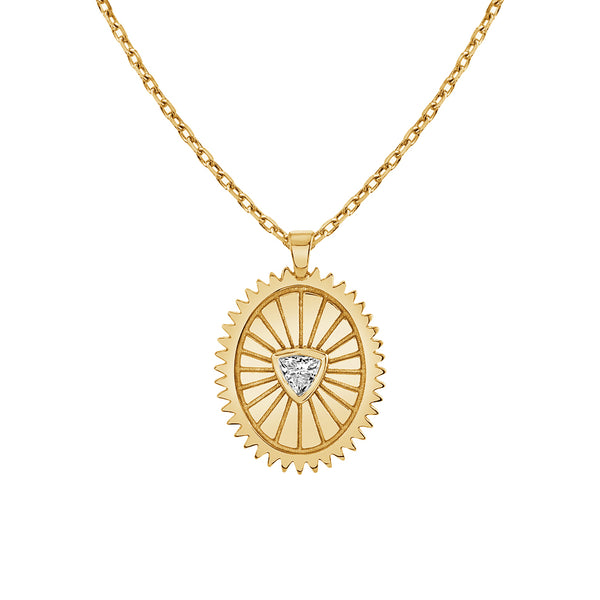 FX0703 925 Sterling Silver Trillion Cubic Zirconia Pendant Necklace