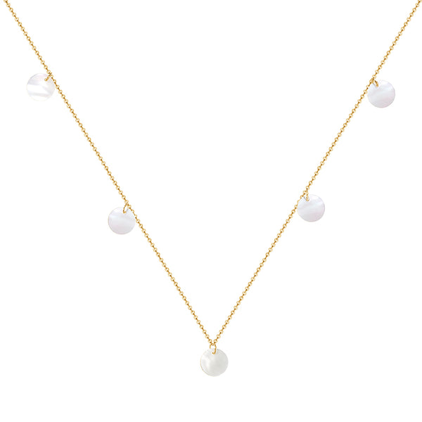 FX0861 925 Sterling Silver Mother Of Pearl Disc Women Necklace