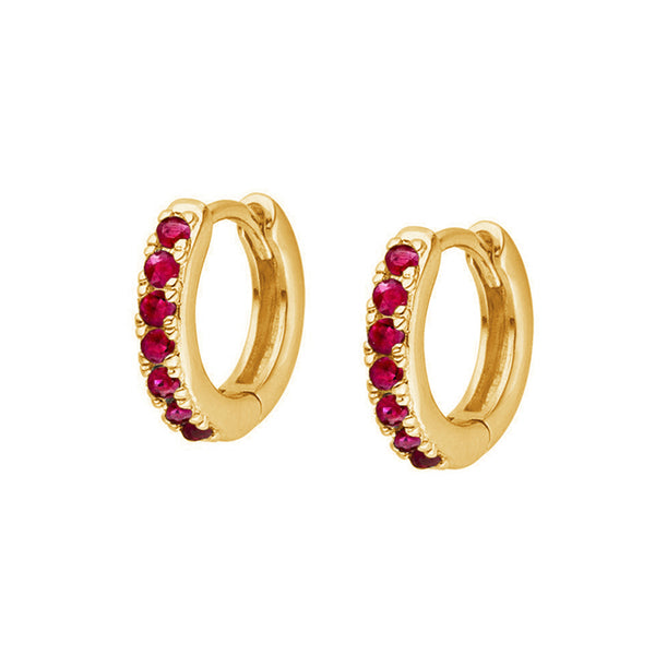 FE0783 925 Sterling Silver Emerald Pave Huggie Hoop Earrings