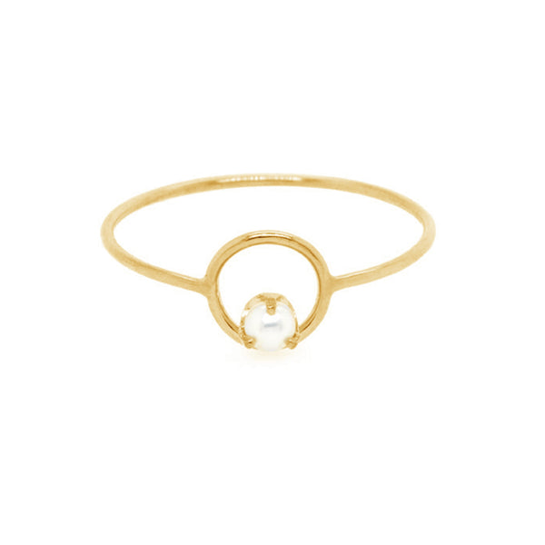 PR0016 925 Sterling Silver Circle Pearl Ring For Women