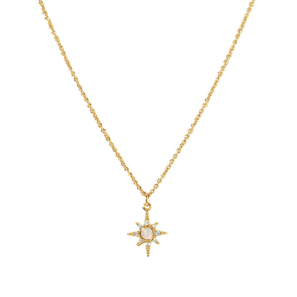 FX0509 925 Sterling Silver Opal Starburst Necklace