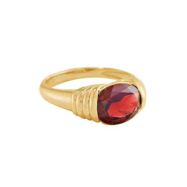 FJ0781 925 Sterling Silver Garnet Stone Ring