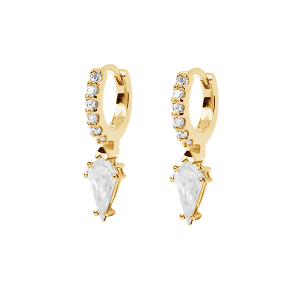 FE1896 925 Sterling Silver Dainty Cubic Zirconia Drop Hoop Earrings