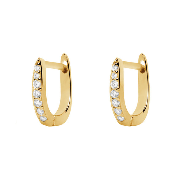 FE1300 925 Sterling Silver U Spark Gold Hoop Earrings