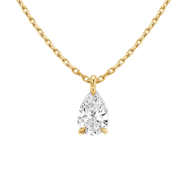 FX0706 925 Sterling Silver Claw Setting Cubic Zirconia Teardrop Necklace